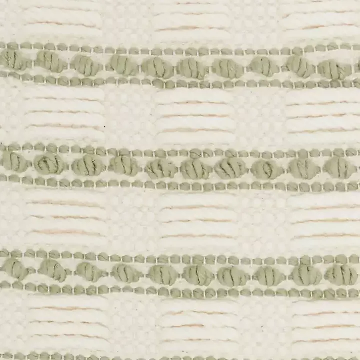Sage Woven Knotted Stripes Throw Pillow
