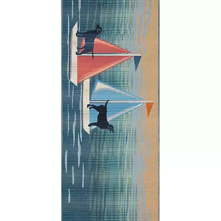 Sailboat Dogs Indoor/Outdoor Runner, 1x4