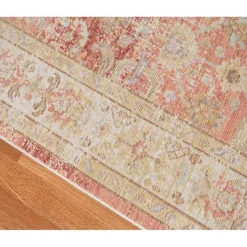Salmon Vintage Border Area Rug
