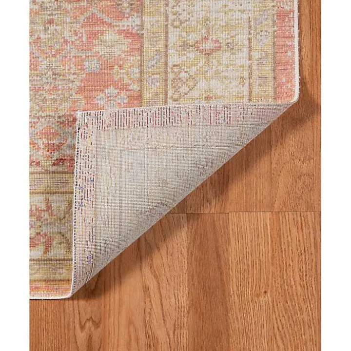 Salmon Vintage Border Area Rug, 5x7
