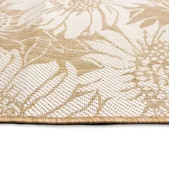 Sand Floral Blooms Outdoor Area Rug, 4x7