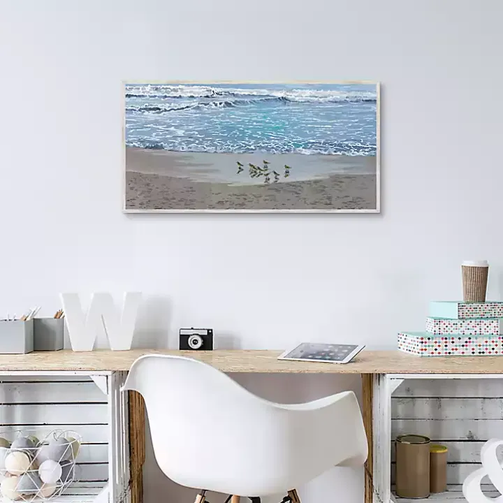 Sandpiper Morning Framed Canvas Art Print