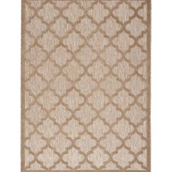 Sandstone Natural Trellis Outdoor Area Rug, 4x6