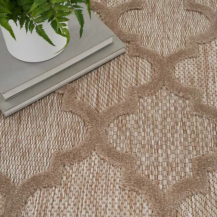 Sandstone Natural Trellis Outdoor Area Rug, 4x6