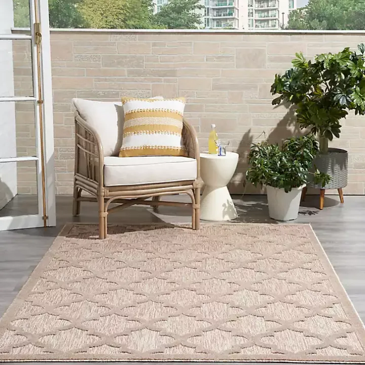 Sandstone Natural Trellis Outdoor Area Rug, 4x6