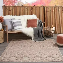 Sandstone Natural Trellis Outdoor Area Rug, 4x6