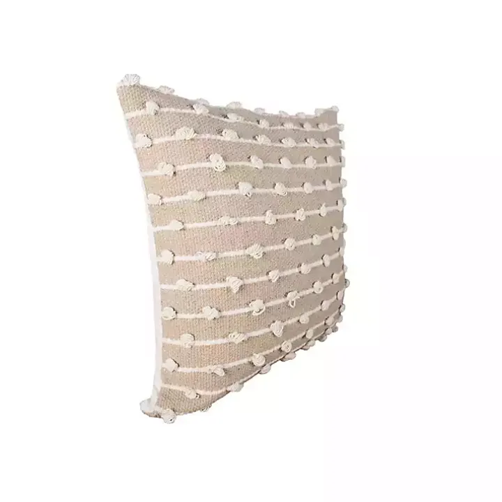 Sandy Beige Hand Knotted Decorative Throw Pillow