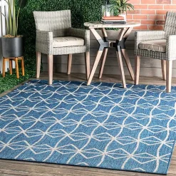 Sanford Blue Geometric Shapes Outdoor Rug, 5x8