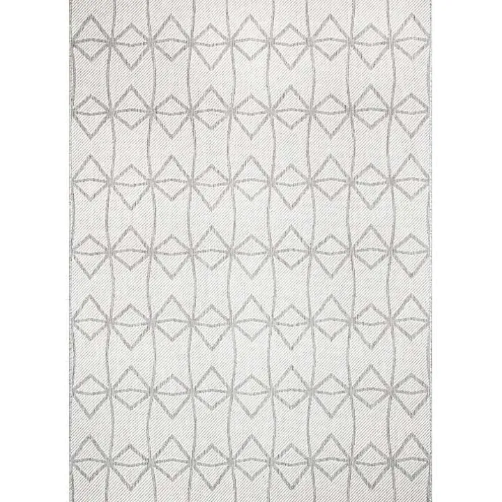Sanford Light Gray Geometric Outdoor Rug, 5x8