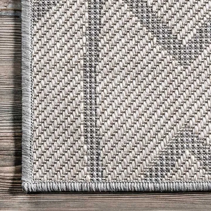 Sanford Light Gray Geometric Outdoor Rug, 8x10