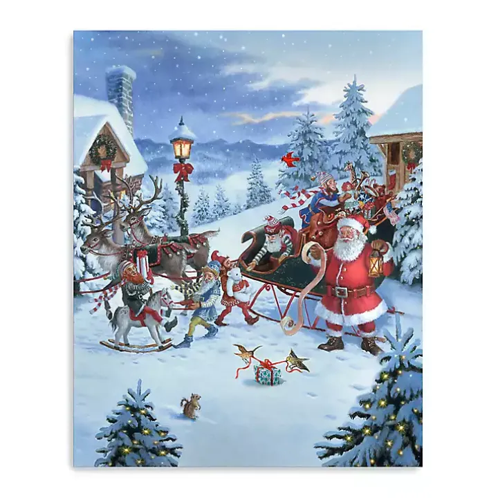 Santa Christmas Gifts Canvas Christmas Art Print
