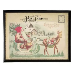 Santa Sleigh Post Card Christmas Art Print