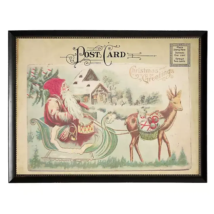 Santa Sleigh Post Card Christmas Art Print