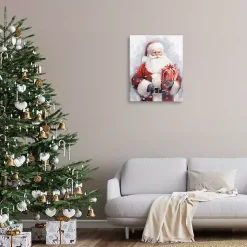 Santa with Red Gift Canvas Art Print