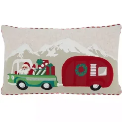 Santa with Truck and Trailer Pillow