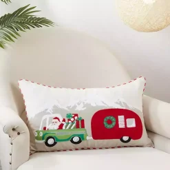 Santa with Truck and Trailer Pillow