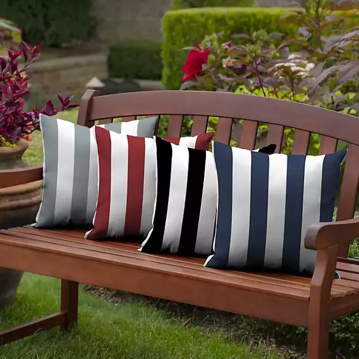 Sapphire Cabana Stripe Outdoor Pillow
