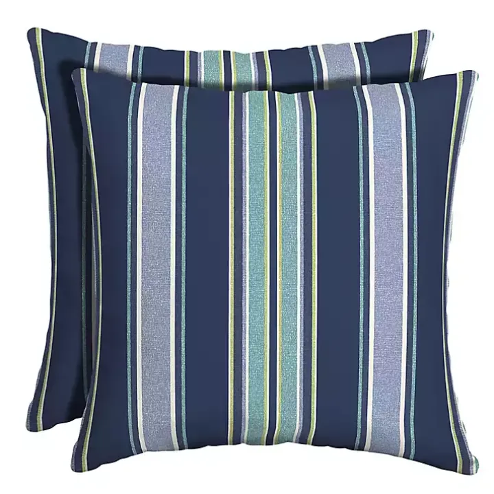 Sapphire Stripe Outdoor Pillows, Set of 2