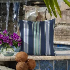 Sapphire Stripe Outdoor Pillows, Set of 2