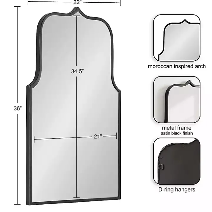 Satin Black Arched Scallop Wall Mirror