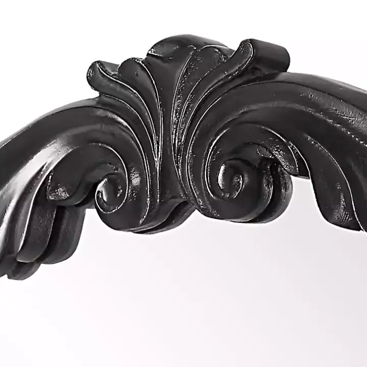 Satin Black Ornate Round Wall Mirror