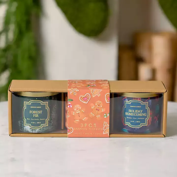 Scents of the Holidays Jar Candles, Set of 3