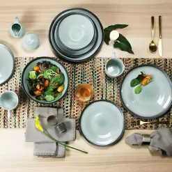 Seafoam and Onyx Serving Bowl