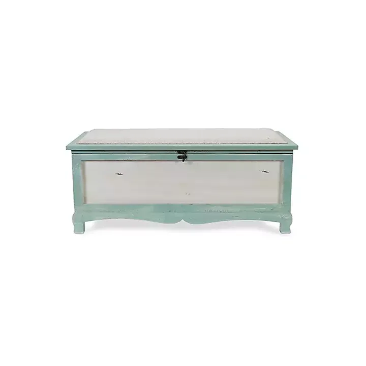 Seafoam Green Shabby Chic Storage Bench
