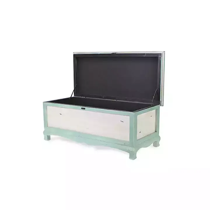 Seafoam Green Shabby Chic Storage Bench
