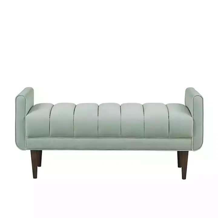 Seafoam Green Velvet Bench