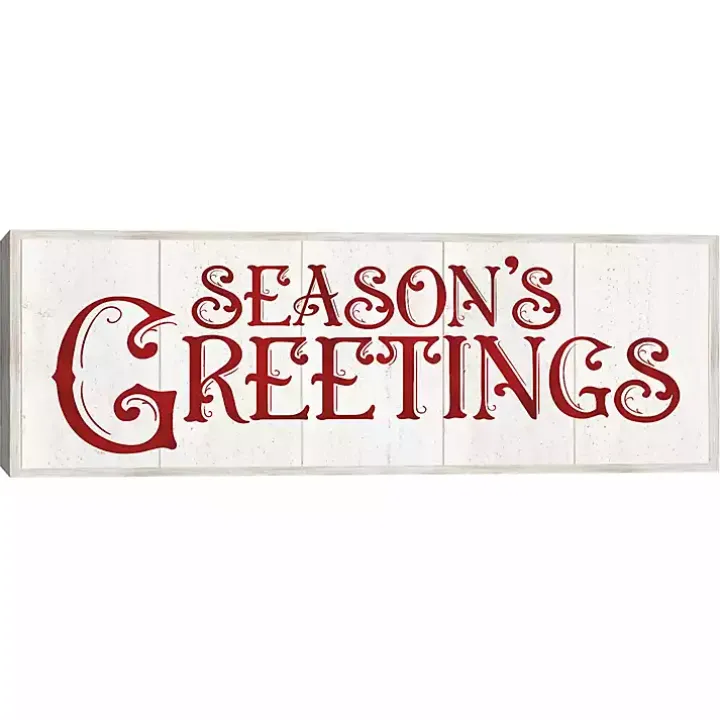 Season's Greetings Rustic Framed Canvas Art Print