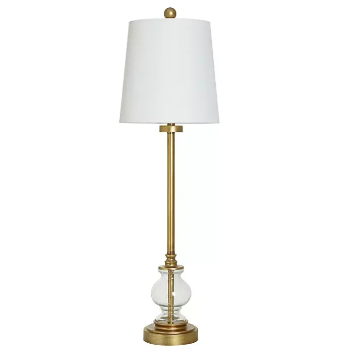 Seeded Glass & Gold Metal Buffet Lamp