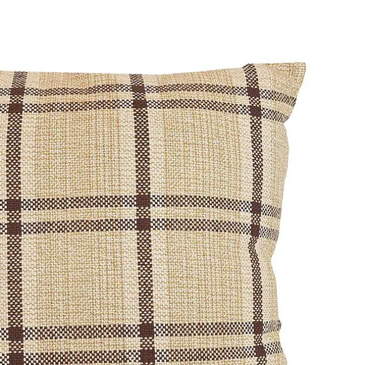 Sepia Woven Plaid Throw Pillow