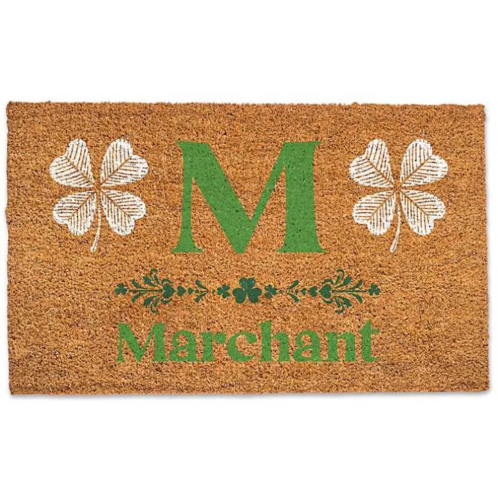 Shamrock Personalized Monogram Coir Doormat