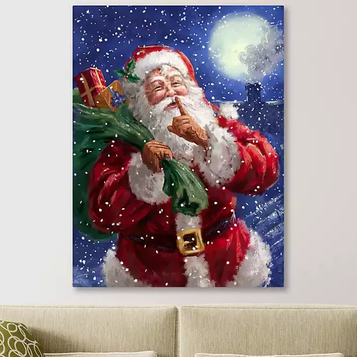 Shh Santa and the Moon Canvas Art Print