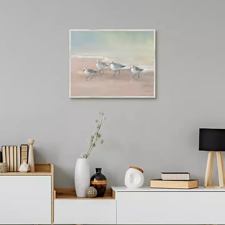 Shorebirds on the Sand Framed Canvas Art Print