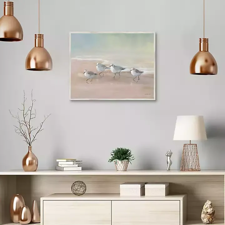 Shorebirds on the Sand Framed Canvas Art Print
