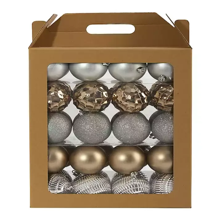 Silver and Gold Shatterproof Ornaments, Set of 40