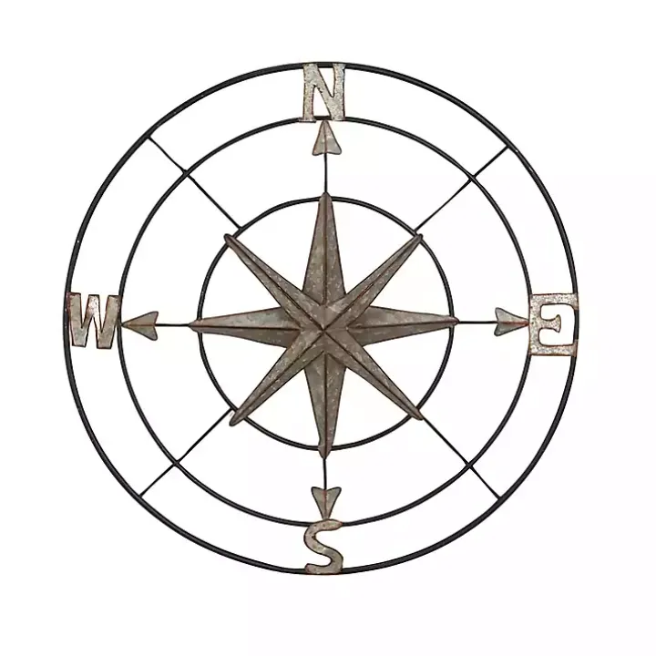 Silver Compass Rose Outdoor Plaque