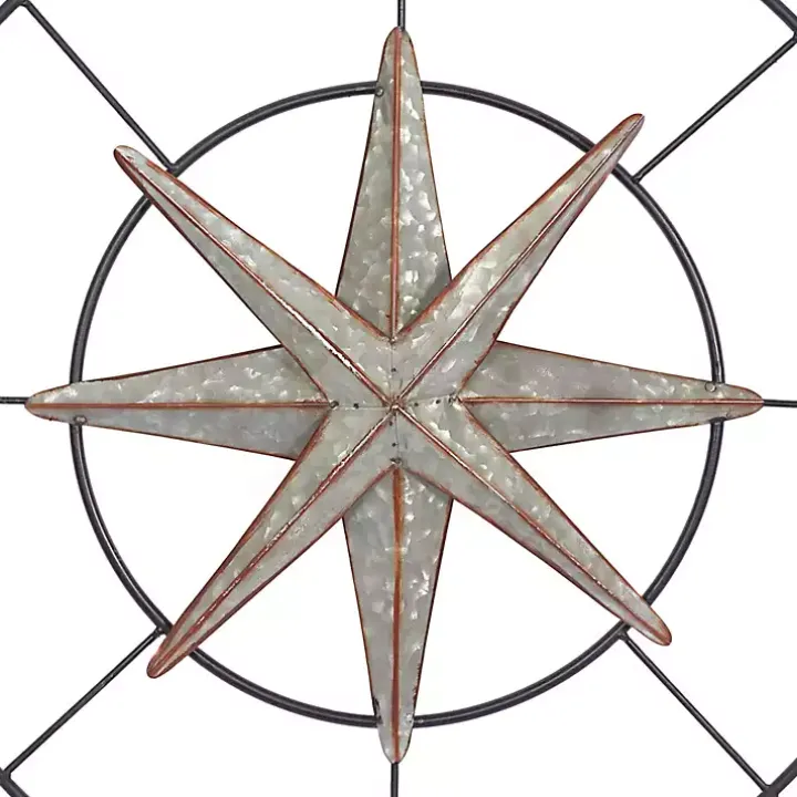 Silver Compass Rose Outdoor Plaque