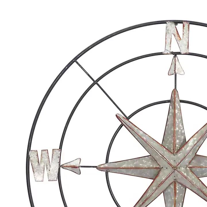 Silver Compass Rose Outdoor Plaque