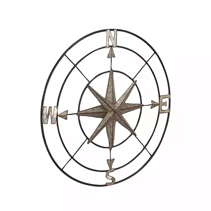 Silver Compass Rose Outdoor Plaque