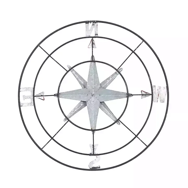 Silver Compass Rose Outdoor Plaque