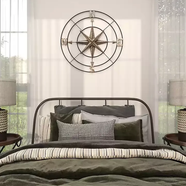 Silver Compass Rose Outdoor Plaque