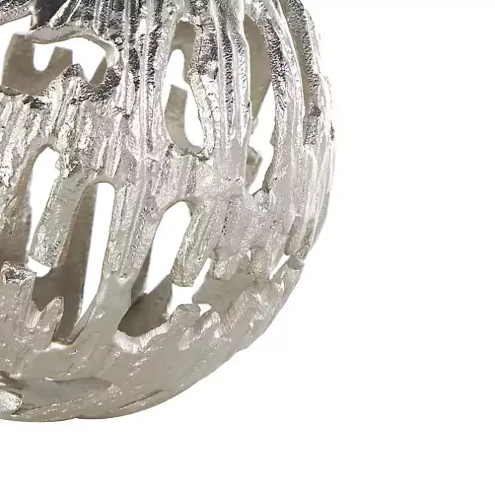 Silver Cut-Out Metal Orbs, Set of 3