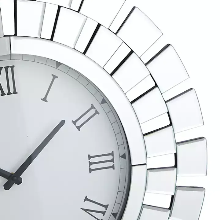 Silver Glass Mirror Abstract Wall Clock