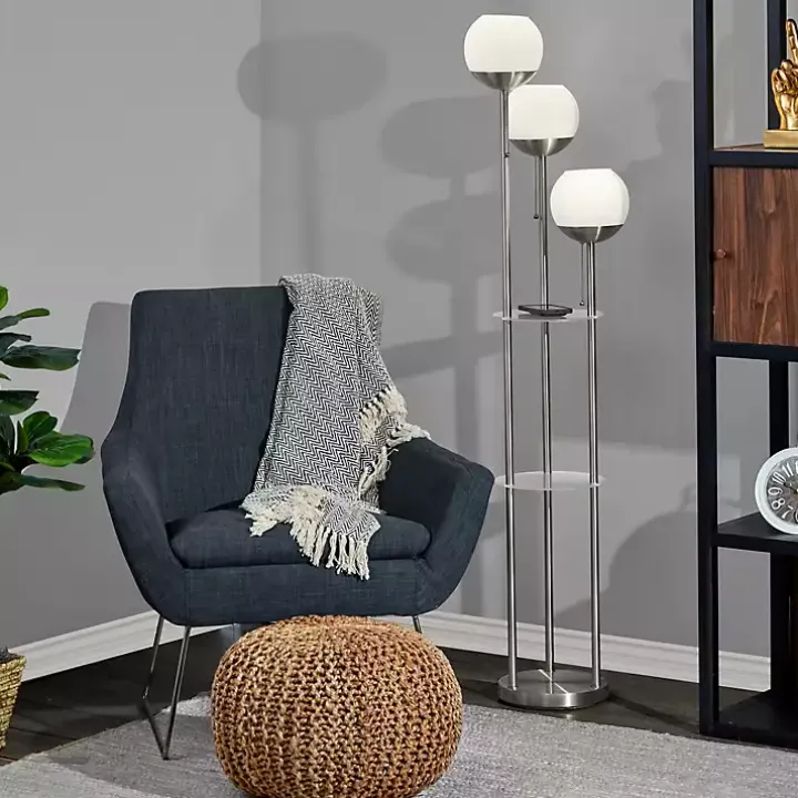 Silver Globe 3-Light Shelf Floor Lamp