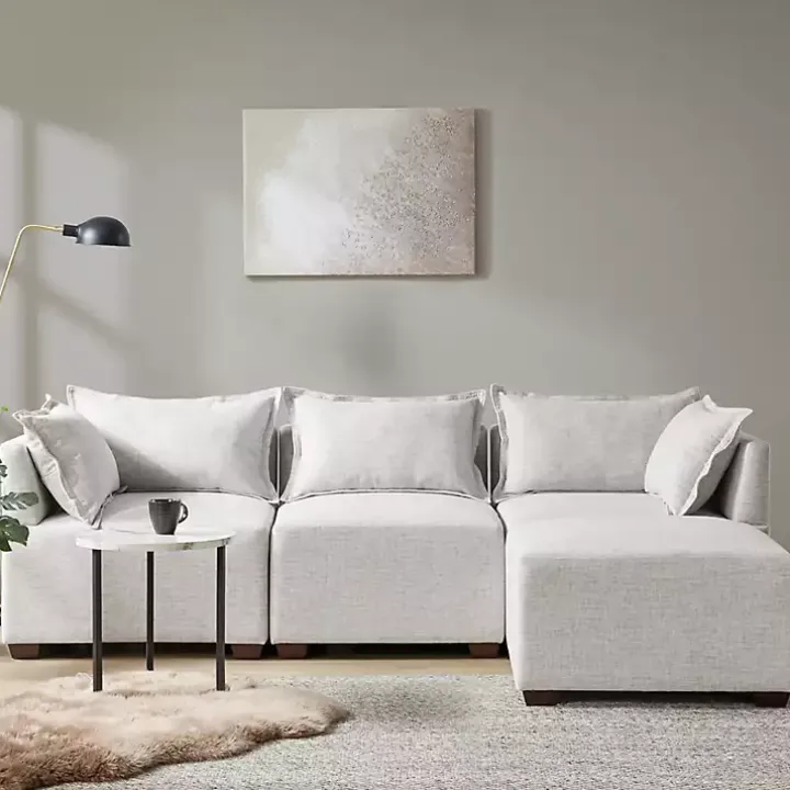 Silver Gray Modular Corner Accent Chair