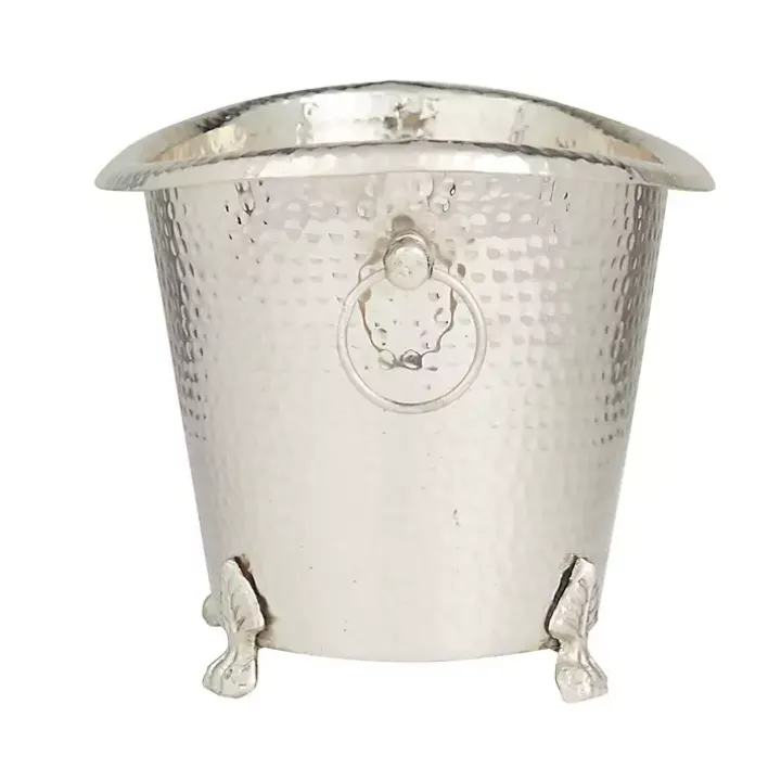 Silver Hammered Metal Footed Wine Bucket