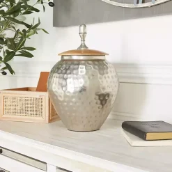 Silver Jar with Mango Wood Lid